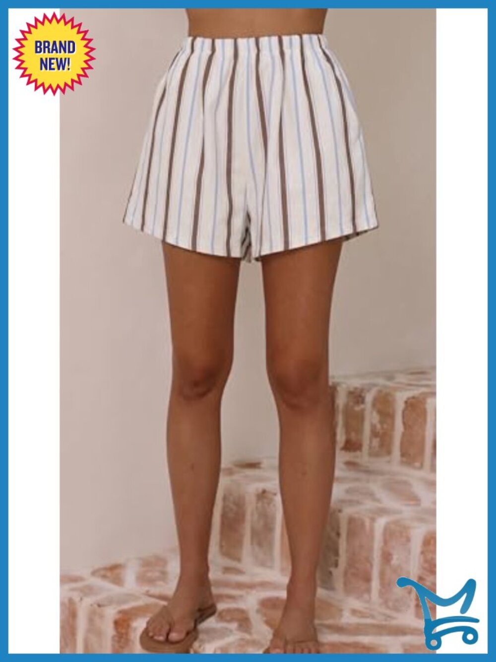 Striped 2 Piece Matching Tube Top & Shorts Set Summer Outfits Ribbed Knit Y2K - Picture 5 of 5